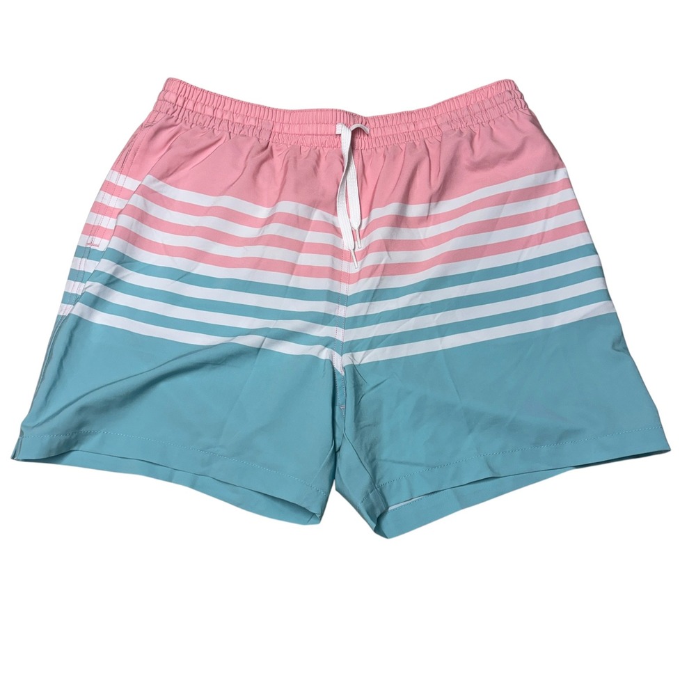 Chubbies Mens XL W32 L6 Swim Trunks Pink Blue Striped‎ Board Shorts